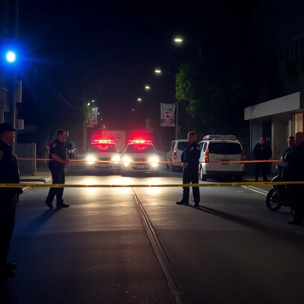 Police at the scene of a shooting in Augusta, Georgia
