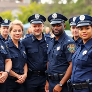 Group of officers from Richmond County Sheriff’s Office in community setting