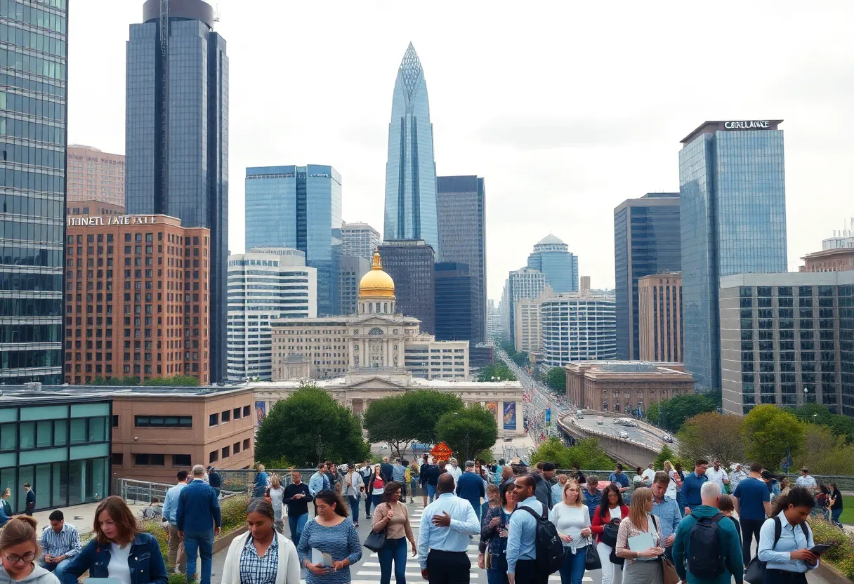 Bustling cityscape of Atlanta depicting a strong job market