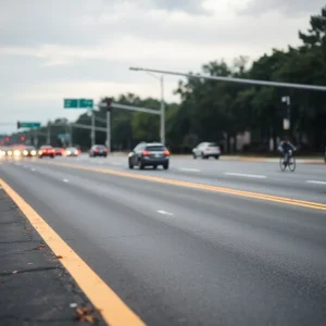 Scene of a bicycle lane on a busy Augusta road