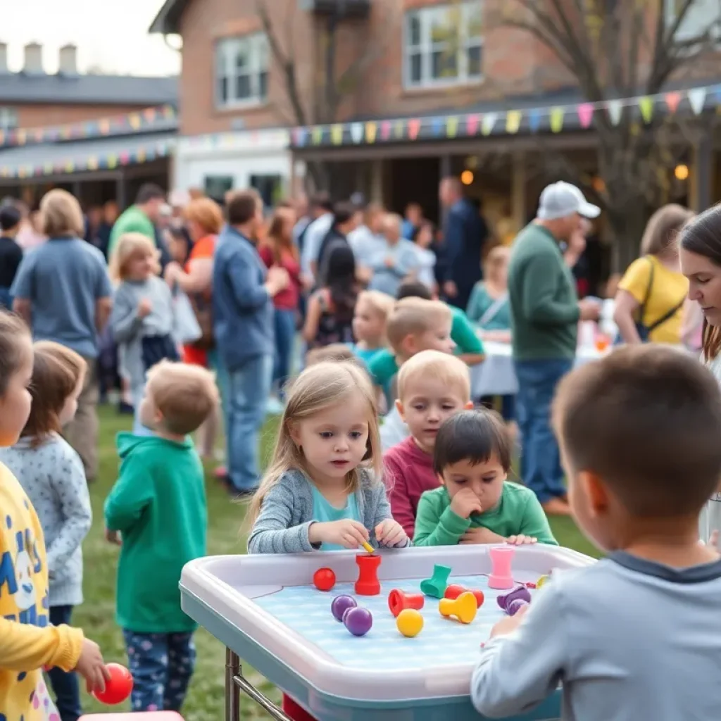 Families enjoying the festivities at Augusta's End of School Block Party