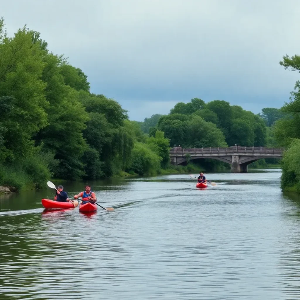 Kayakers on the Augusta Canal during Memorial Day weekend