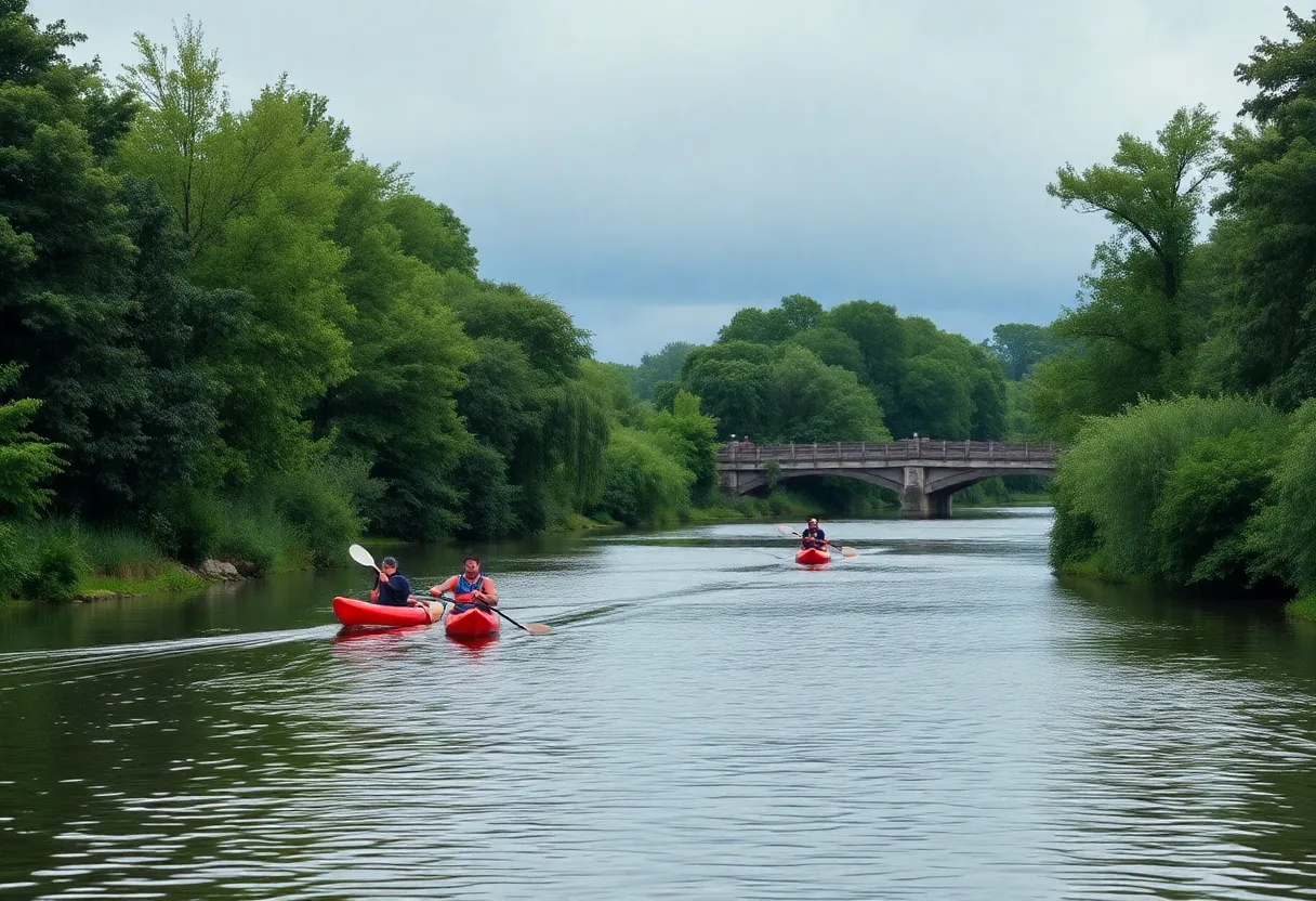 Kayakers on the Augusta Canal during Memorial Day weekend