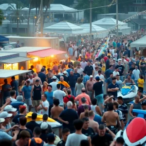 Crowd at an outdoor celebration in Augusta