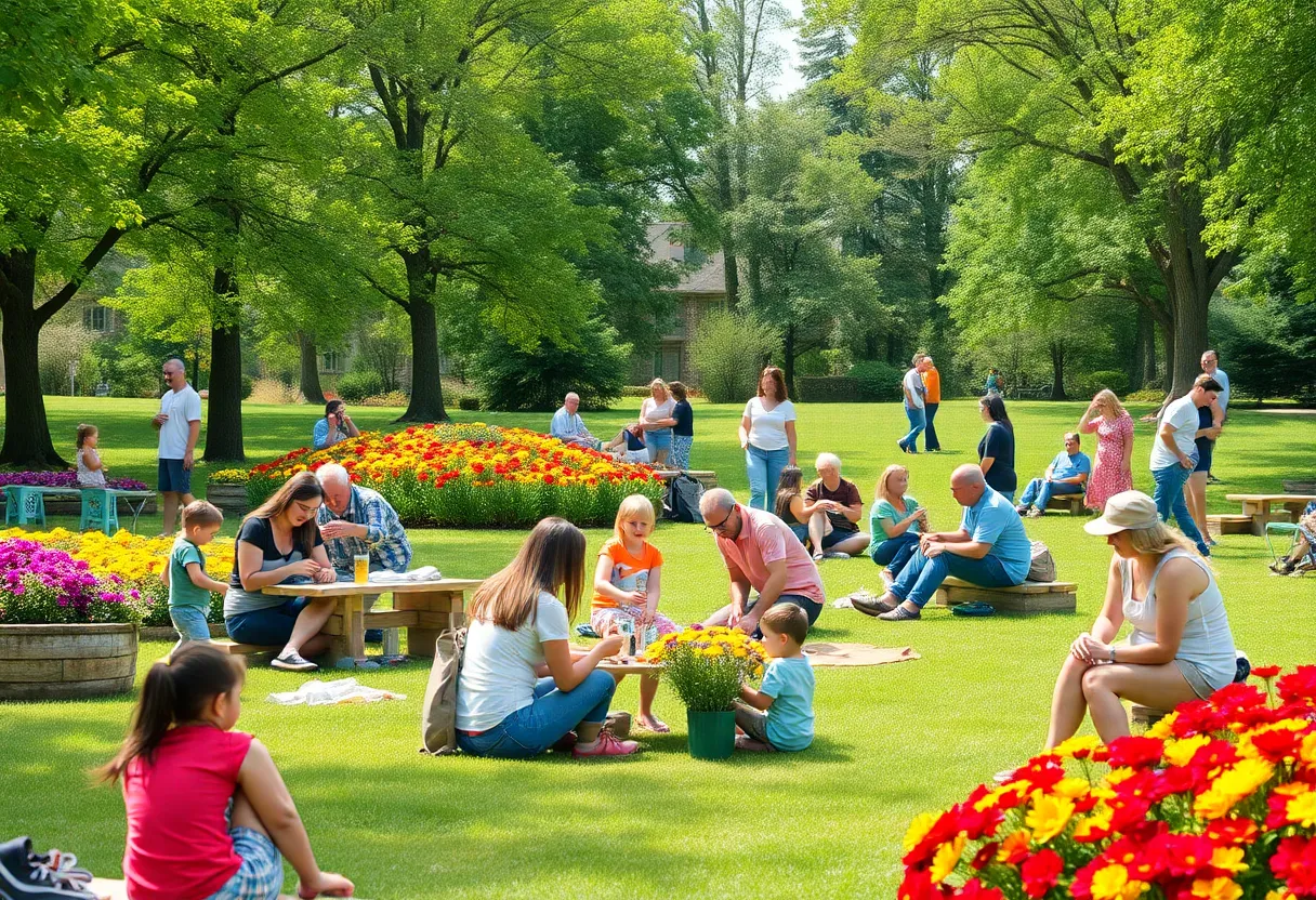Families participating in outdoor activities during Augusta's Memorial Day weekend.