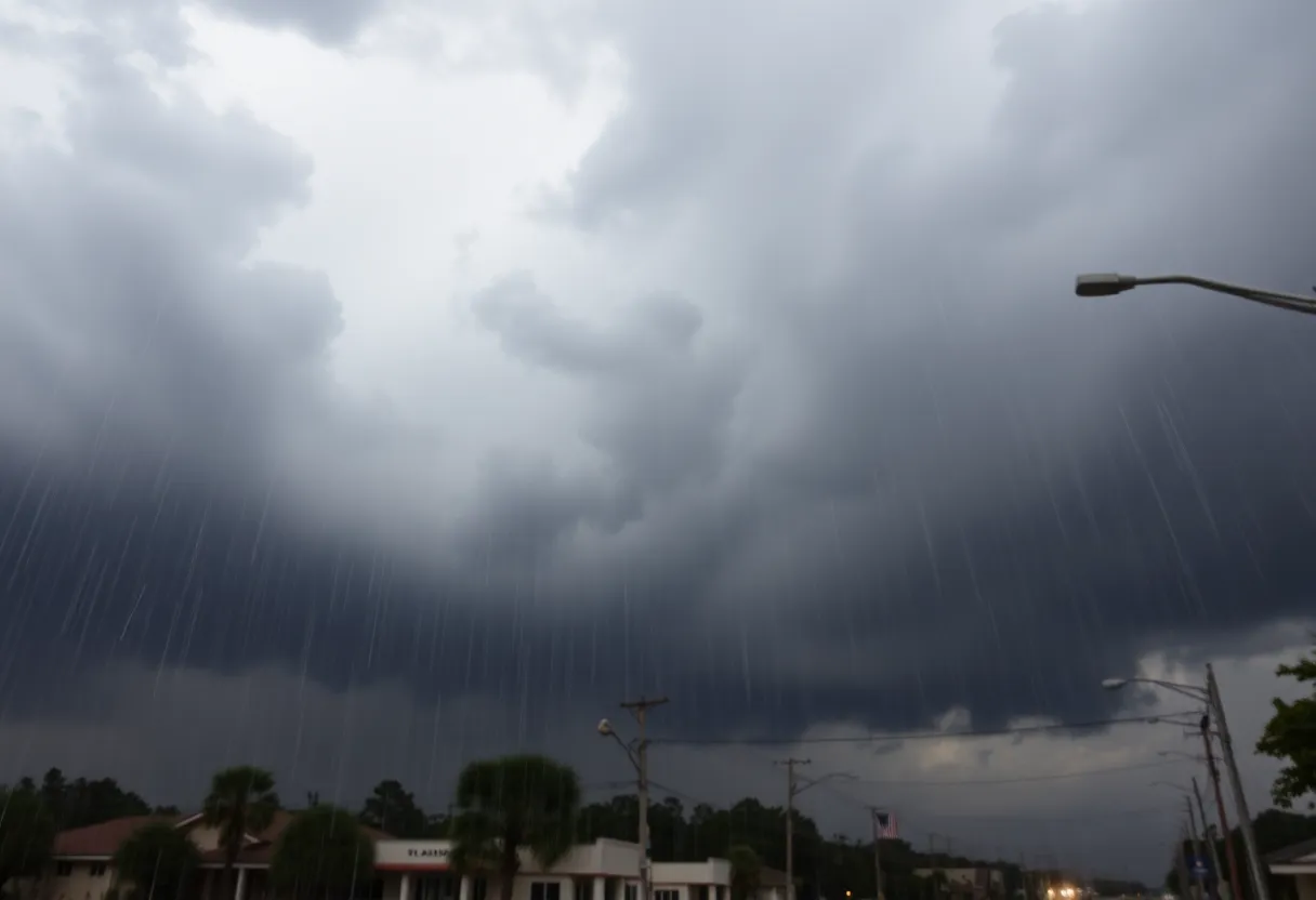 Thunderstorm approaching Augusta, GA with dark clouds