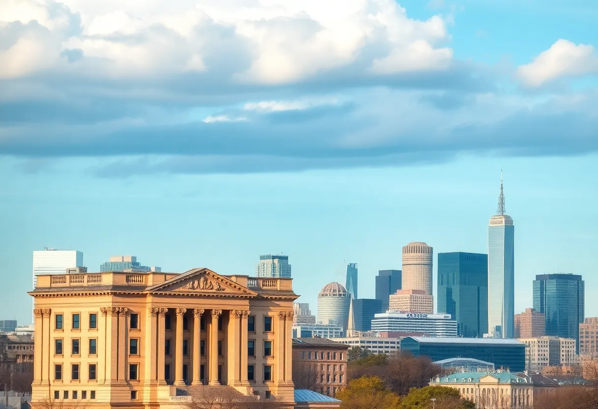 City skyline of Augusta illustrating government and financial issues.