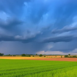 Thunderstorm over Augusta landscape