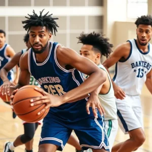 Augusta University basketball players in action on the court