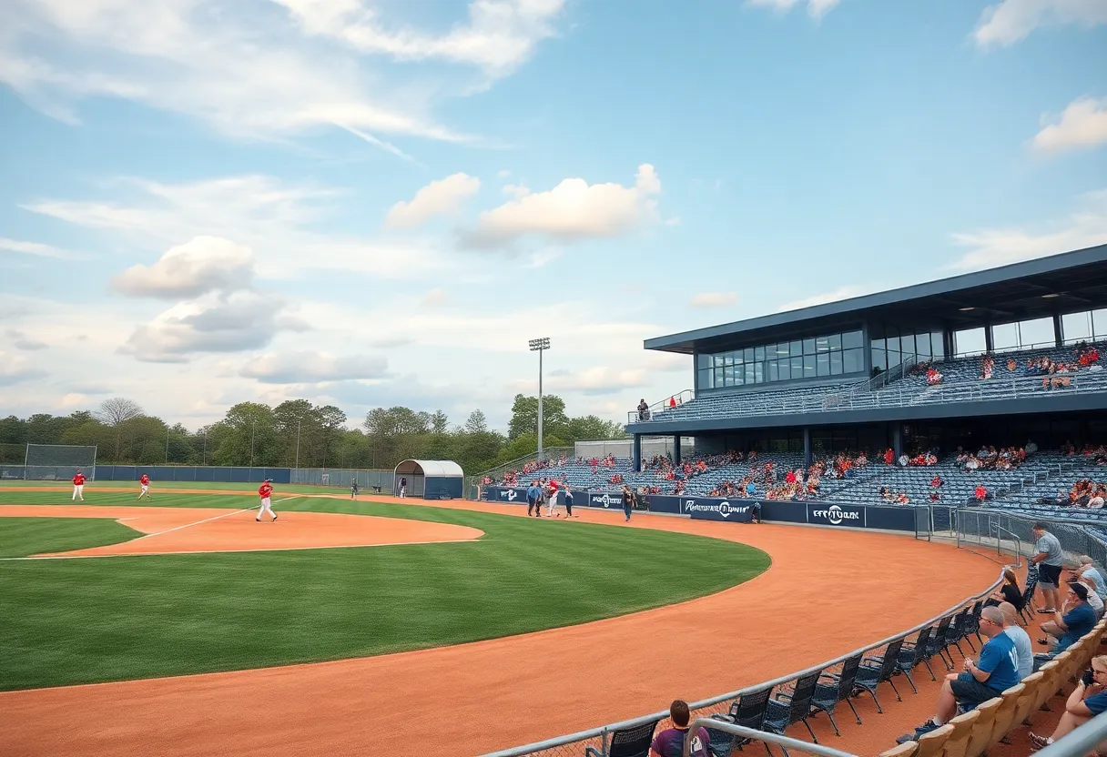 Renovated Augusta University softball field with new seating area