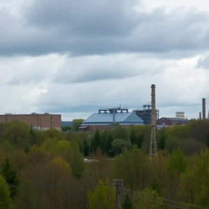 Closed Cedar Springs containerboard mill site with machinery.