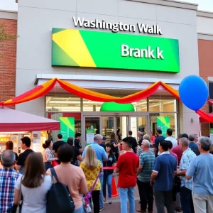 Crowd celebrating at Chase Bank grand opening in Augusta