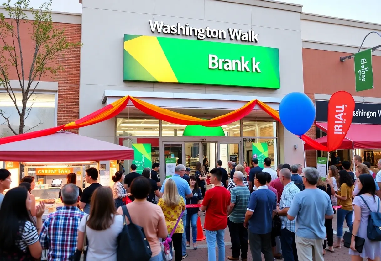 Crowd celebrating at Chase Bank grand opening in Augusta