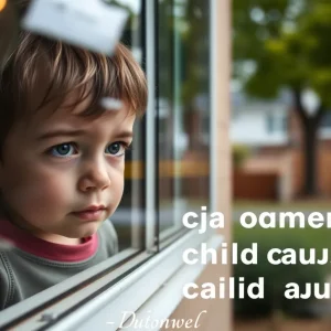 A thoughtful child looking worried, representing child safety issues.
