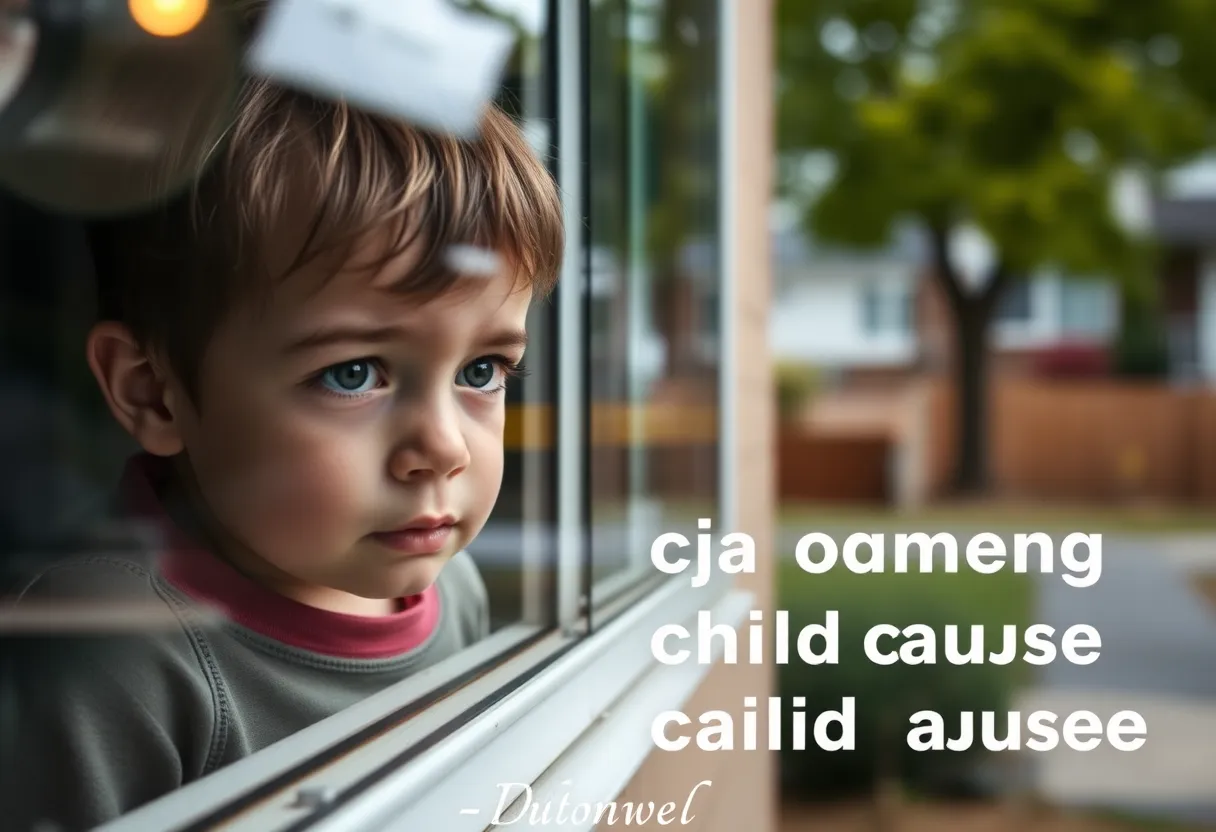 A thoughtful child looking worried, representing child safety issues.