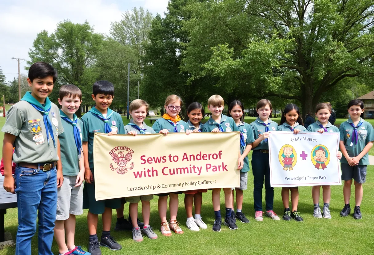 Group of Eagle Scouts celebrating their achievement in Augusta