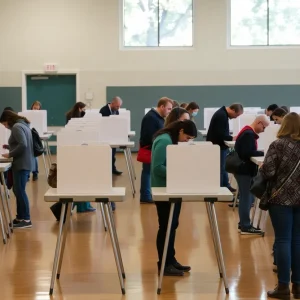 Voters participating in early voting for the Georgia PSC Primaries