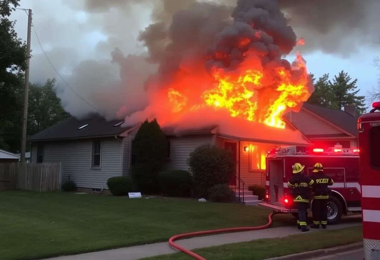 Firefighters battling an electrical fire in a residential area of Augusta