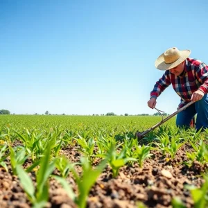 Farmer in a field showcasing agricultural practices