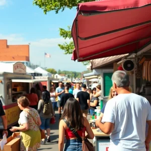Visitors enjoying food and crafts at the Foodees Food Festival