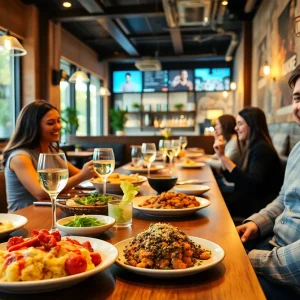 Dining scene at Frog & the Hen restaurant in Augusta