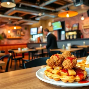 Interior view of Frog & The Hen restaurant showcasing comfort food dishes.