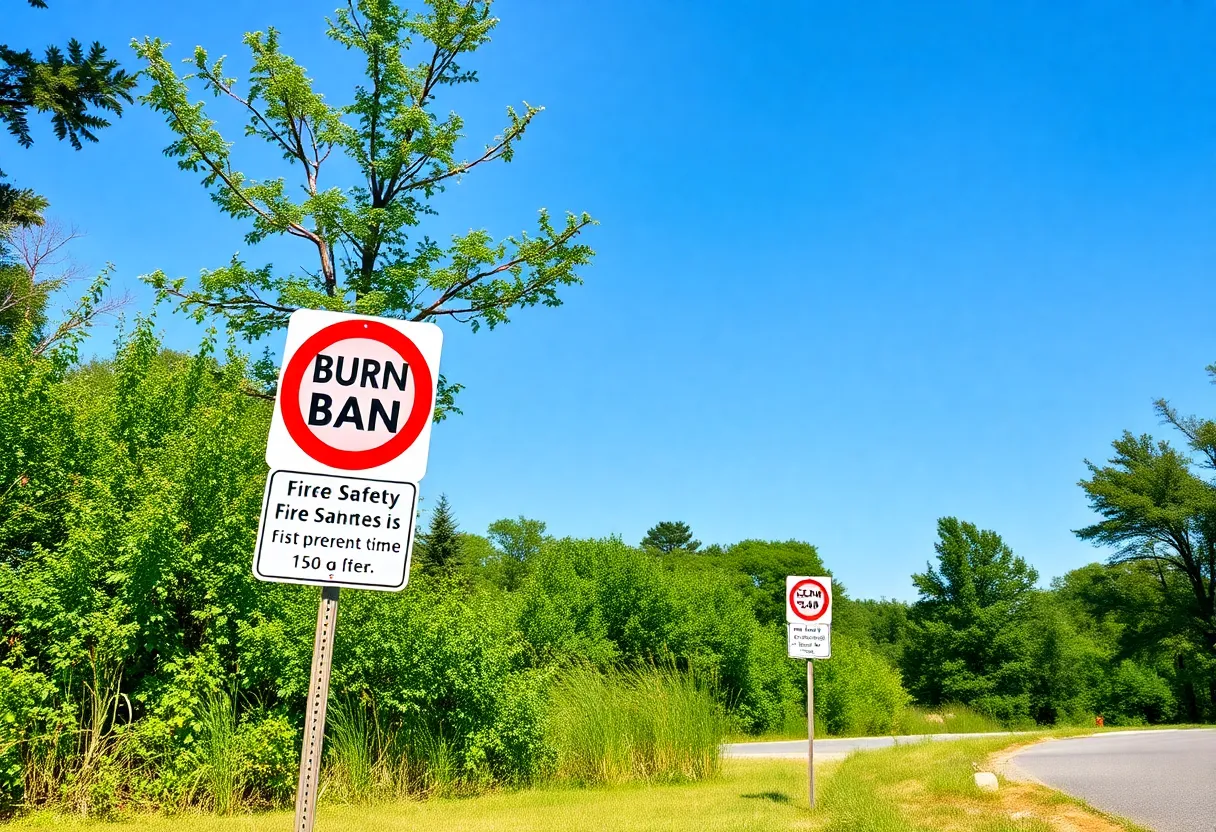 Outdoor scene in Georgia highlighting the burn ban regulations during summer.