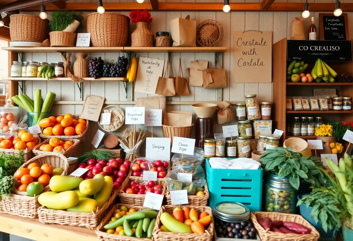 Display of diverse local products from Georgia's agriculture