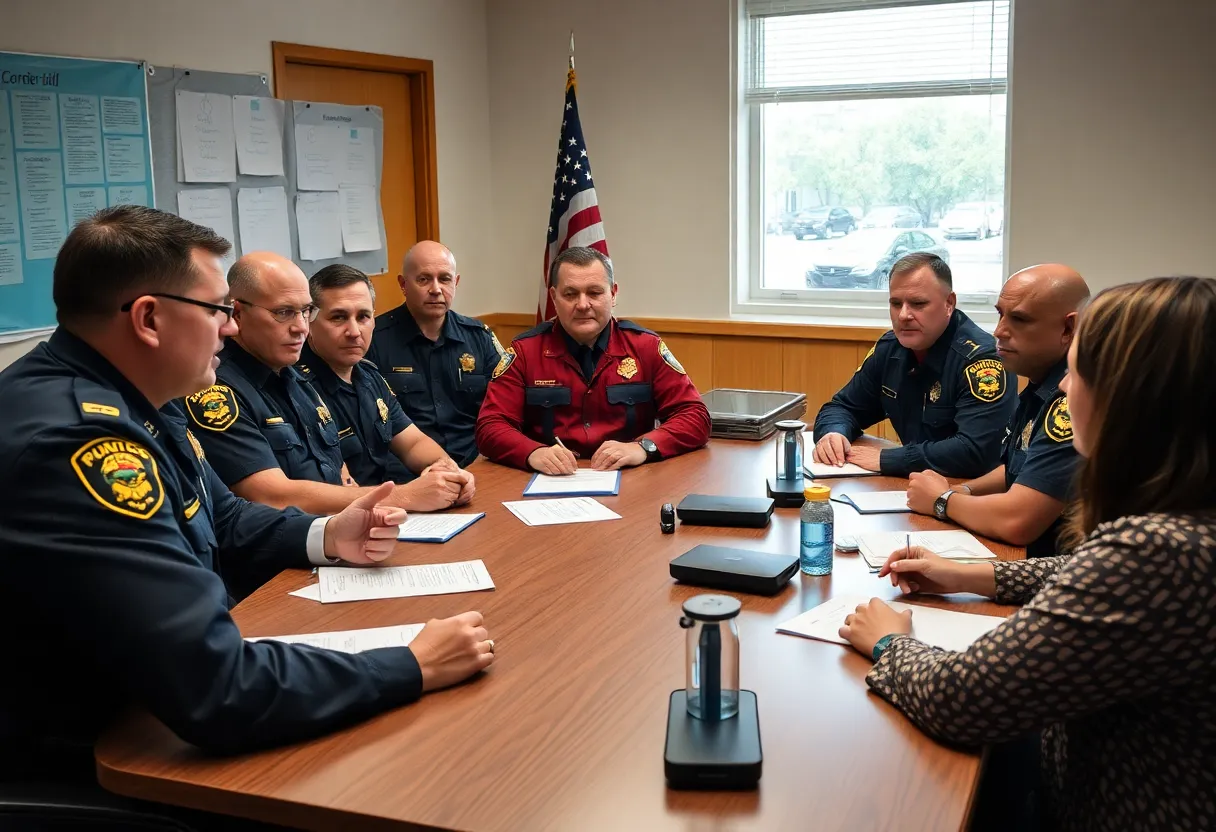 Meeting of law enforcement officials addressing human trafficking strategies