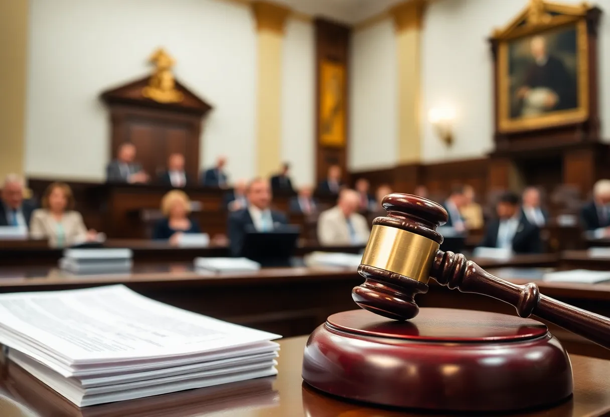 Legislative chamber in Georgia discussing legal bills