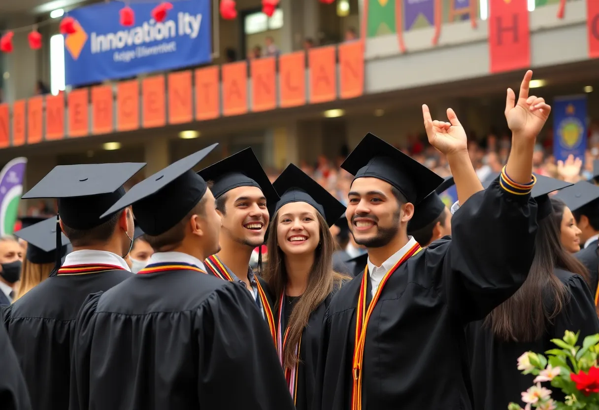Graduates celebrating at Georgia Tech Commencement Ceremony