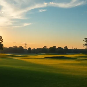 A peaceful golf course symbolizing the legacy of Jim Dent.