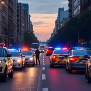 Police vehicles at the scene of a tragic hit-and-run incident