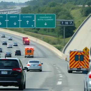 Restored traffic on I-95 North with vehicles in motion.