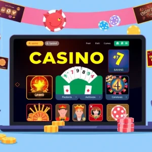 Digital illustration of Ignition Casino's online gaming platform featuring poker and slot games