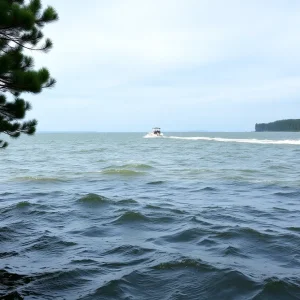 Choppy lake waters in South Carolina due to wind