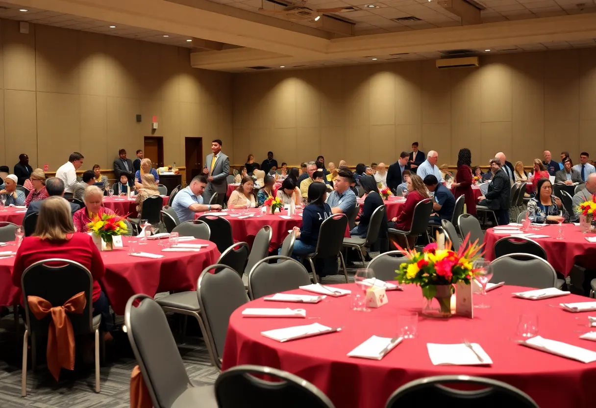 Students receiving awards at the Leadership and Recognition Luncheon in Augusta