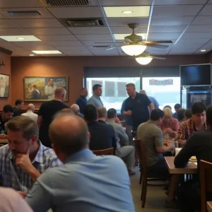 Interior of Logan's Roadhouse during a tense moment before an incident.