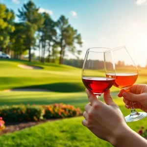 Golfers celebrating a victory at Augusta National Golf Club.