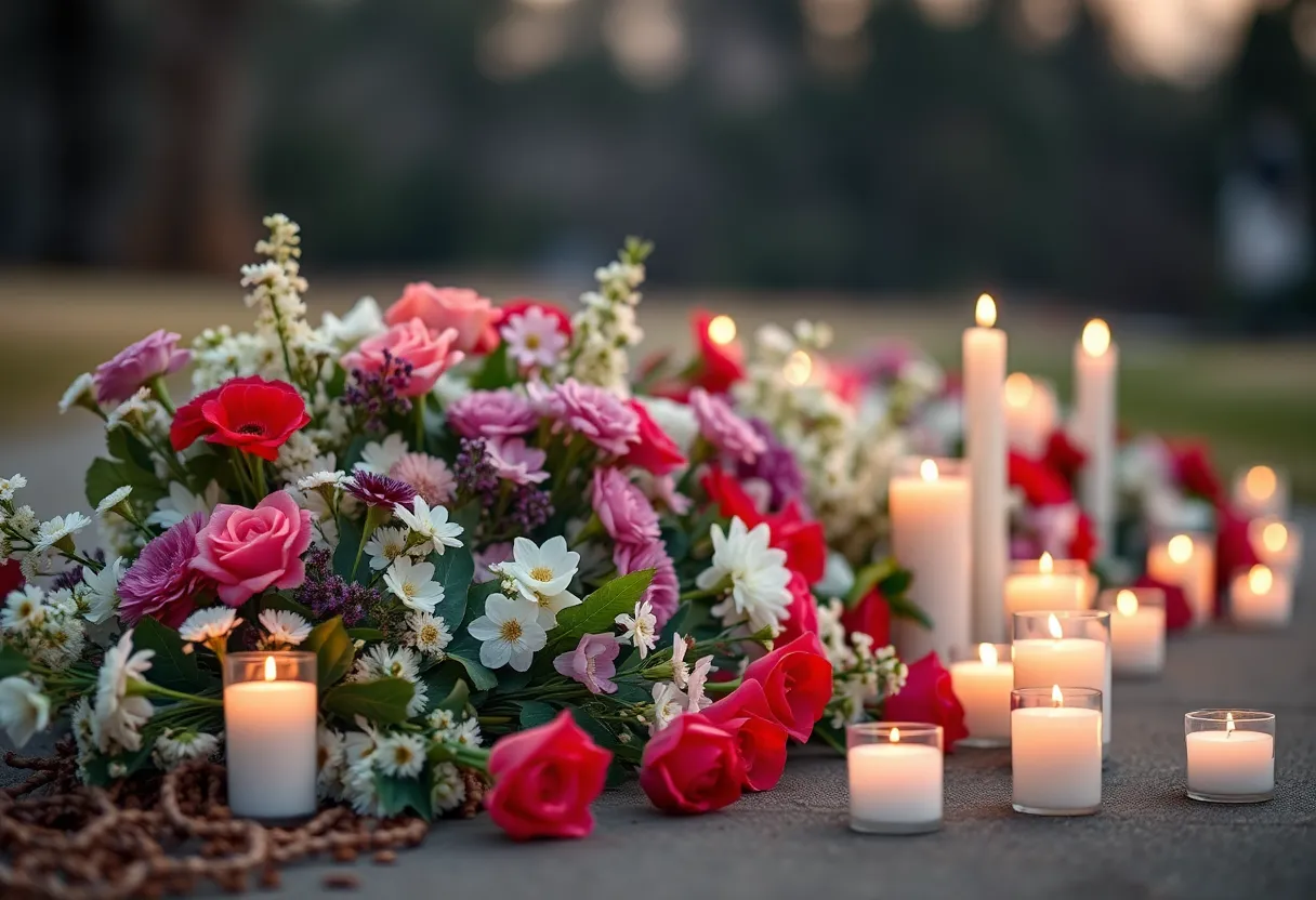 A peaceful memorial scene honoring political legacy