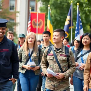Group of military students at Augusta University participating in campus events