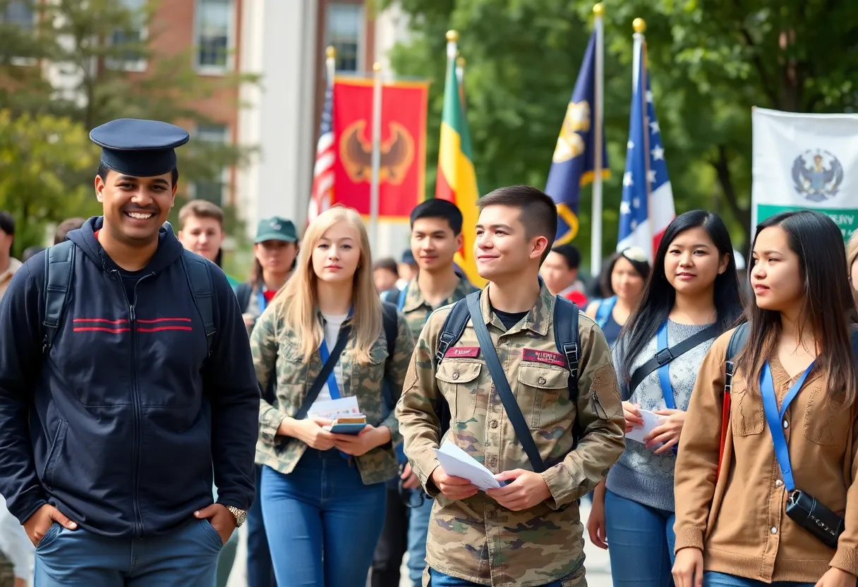 Group of military students at Augusta University participating in campus events