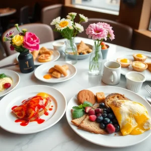 A beautifully arranged brunch table for Mother's Day celebration