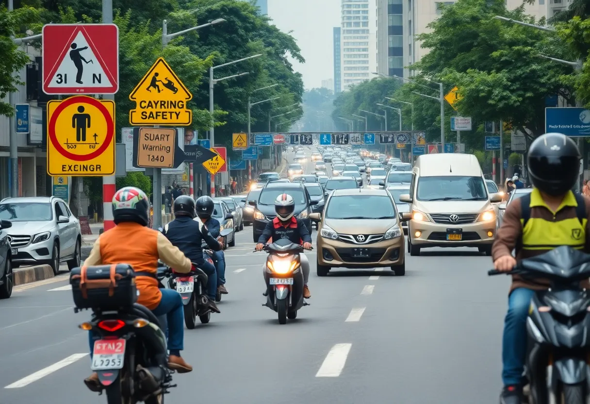 Traffic scene in Augusta highlighting motorcycle safety
