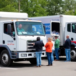 Community members participating in document shredding at North Augusta Shred Fest.
