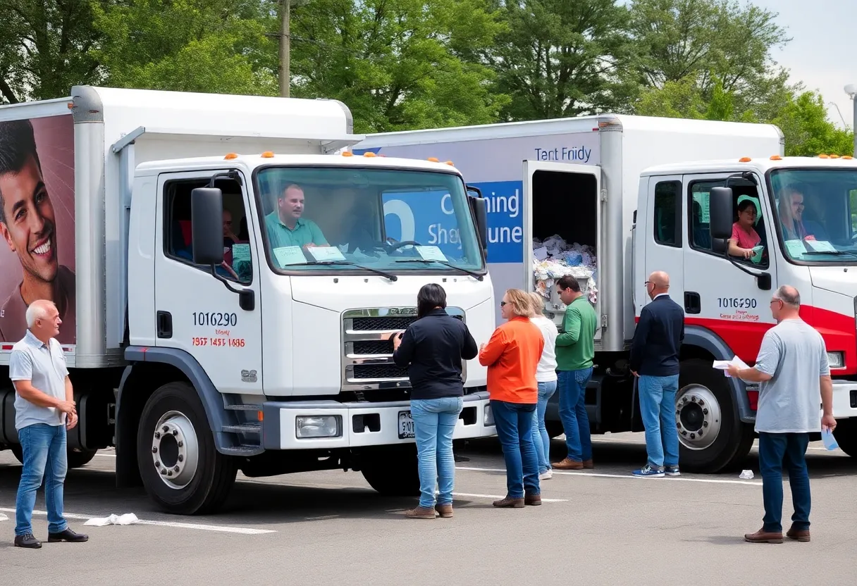 Community members participating in document shredding at North Augusta Shred Fest.