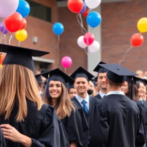 Graduates celebrating at Paine College's 143rd Commencement Ceremony