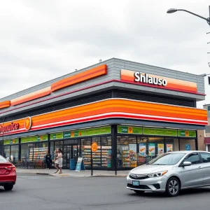 Concept image of Parker's Kitchen convenience store at an intersection