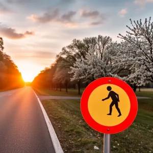 Peach Orchard Road with road safety signs