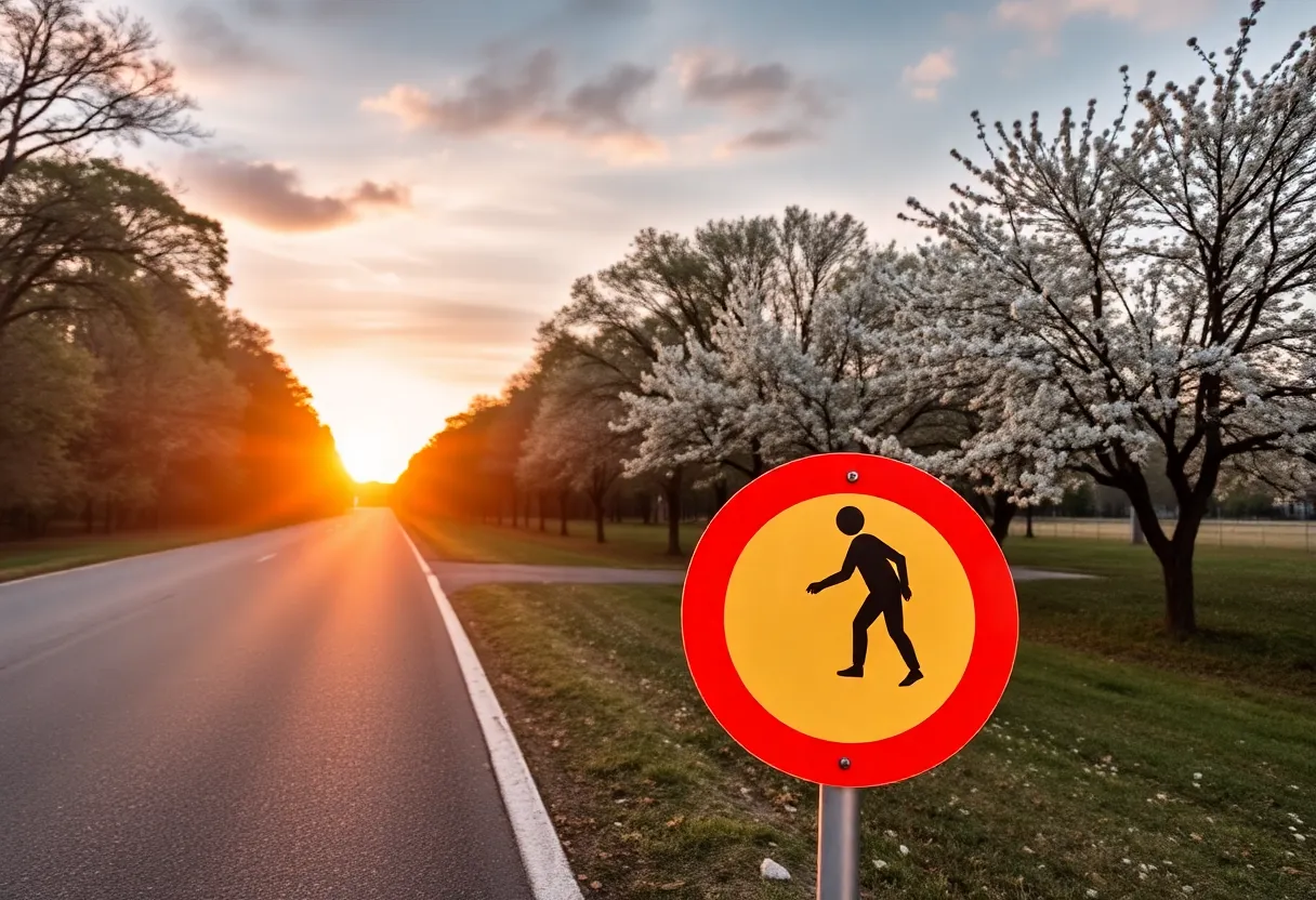 Peach Orchard Road with road safety signs